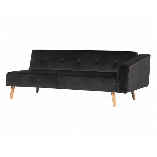 Sofá-cama de canto VADSO Veludo Preto 4 lugares à direita