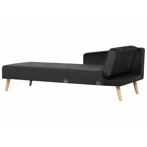 Sofá-cama de canto VADSO Veludo Preto 4 lugares à direita