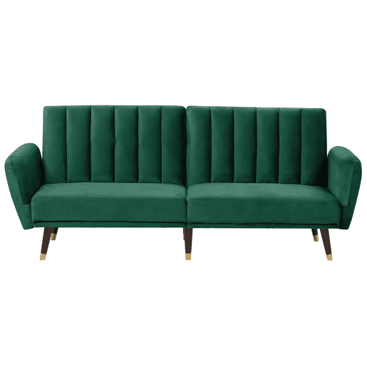 Sofá-cama VIMMERBY Veludo Verde esmeralda 3 lugares