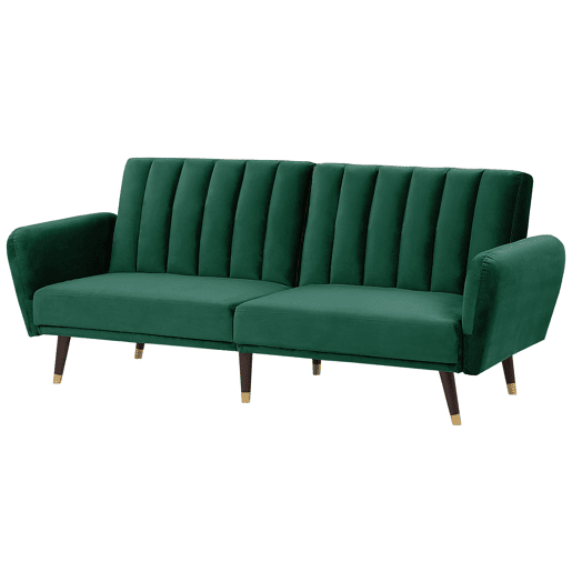 Sofá-cama VIMMERBY Veludo Verde esmeralda 3 lugares