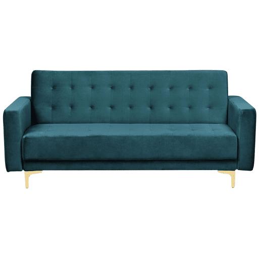Sofá-cama ABERDEEN Veludo Azul esverdeado 3 lugares