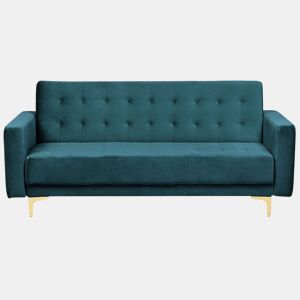 Sofá-cama ABERDEEN Veludo Azul esverdeado 3 lugares