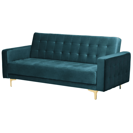 Sofá-cama ABERDEEN Veludo Azul esverdeado 3 lugares