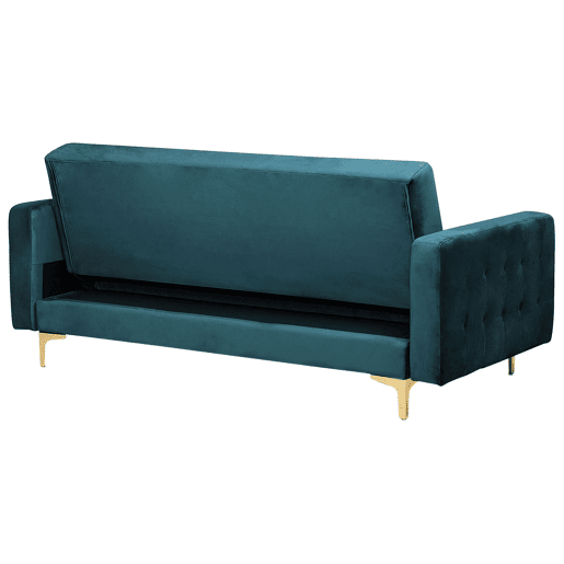 Sofá-cama ABERDEEN Veludo Azul esverdeado 3 lugares