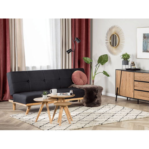 Sofá-cama FROYA Tecido Preto 3 lugares