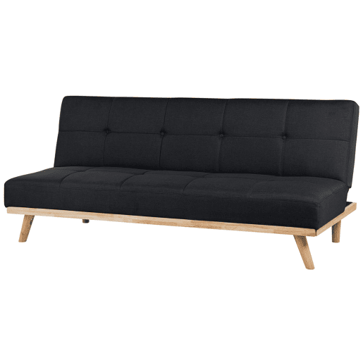 Sofá-cama FROYA Tecido Preto 3 lugares