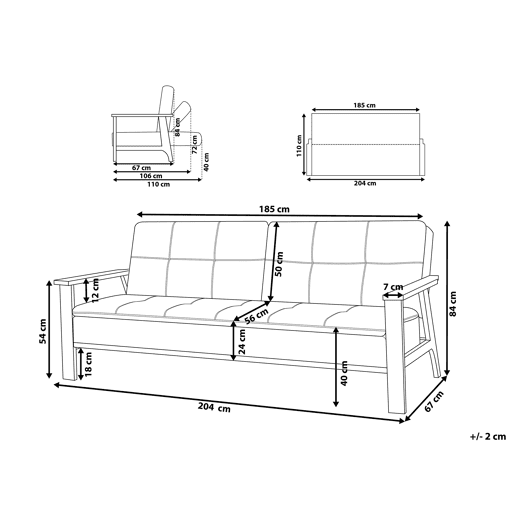 Sofá-cama TJORN Tecido Cinzento claro 3 lugares
