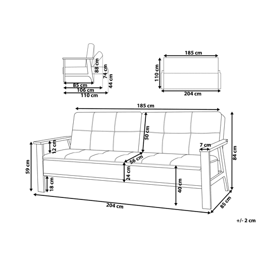 Sofá-cama TJORN Tecido Cinzento 3 lugares