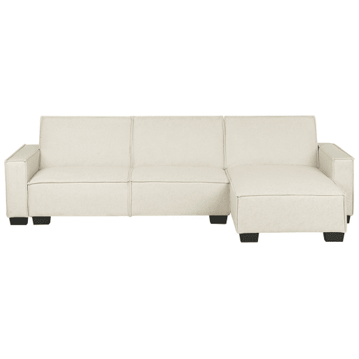 Sofá-cama de canto ROMEDAL Tecido Creme 3 lugares à esquerda