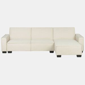 Sofá-cama de canto ROMEDAL Tecido Creme 3 lugares à esquerda