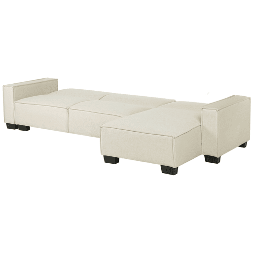 Sofá-cama de canto ROMEDAL Tecido Creme 3 lugares à esquerda