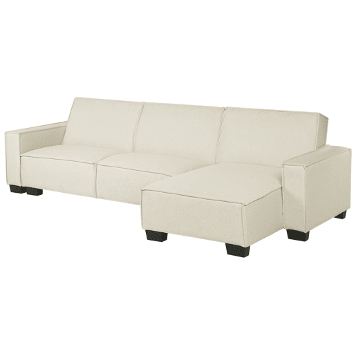 Sofá-cama de canto ROMEDAL Tecido Creme 3 lugares à esquerda