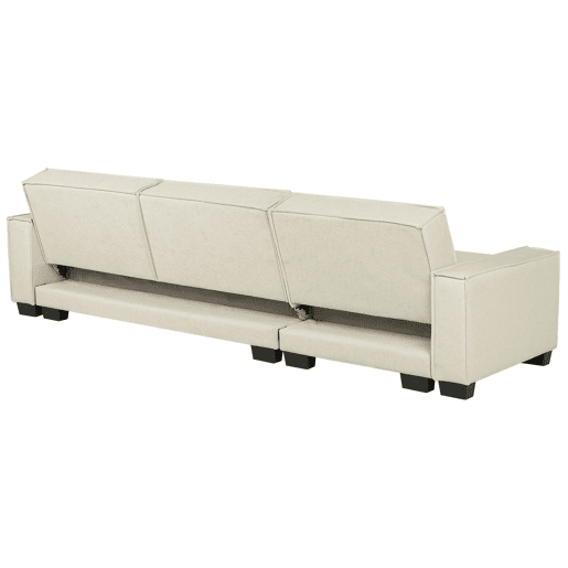 Sofá-cama de canto ROMEDAL Tecido Creme 3 lugares à esquerda