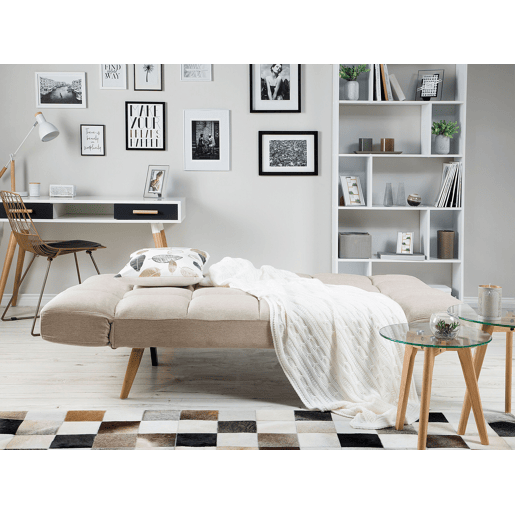 Sofá-cama INGARO Tecido Creme 2 lugares Sofá-cama INGARO Tecido Creme 2 lugares