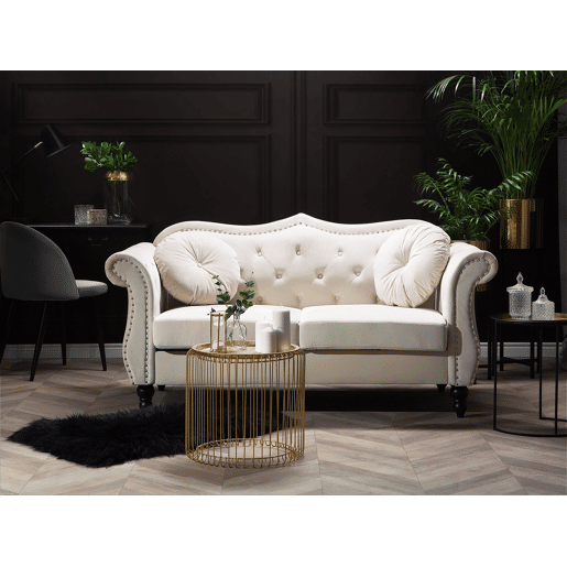 Sofá SKIEN Veludo Creme 2 lugares