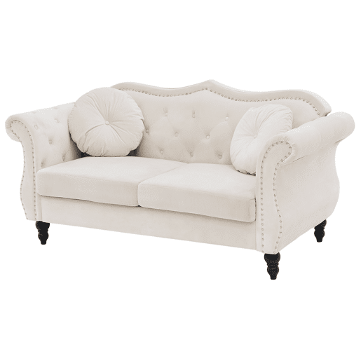 Sofá SKIEN Veludo Creme 2 lugares