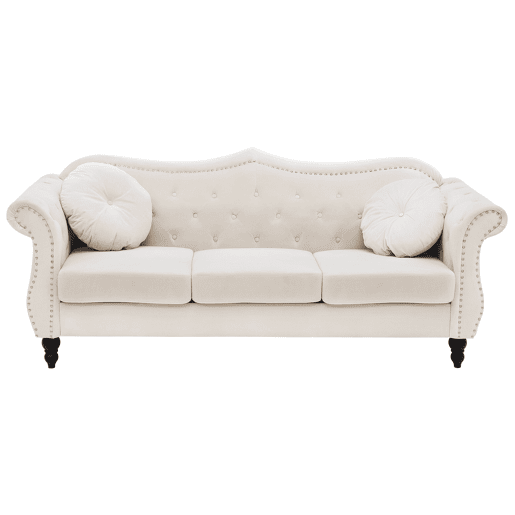 Sofá SKIEN Veludo Creme 3 lugares