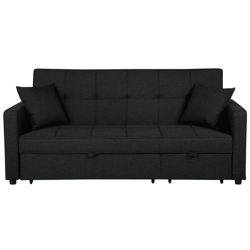 Sofá-cama GLOMMA Tecido Preto 3 lugares