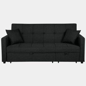 Sofá-cama GLOMMA Tecido Preto 3 lugares