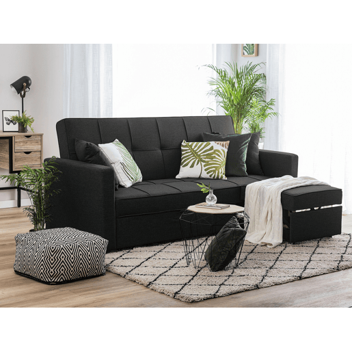 Sofá-cama GLOMMA Tecido Preto 3 lugares