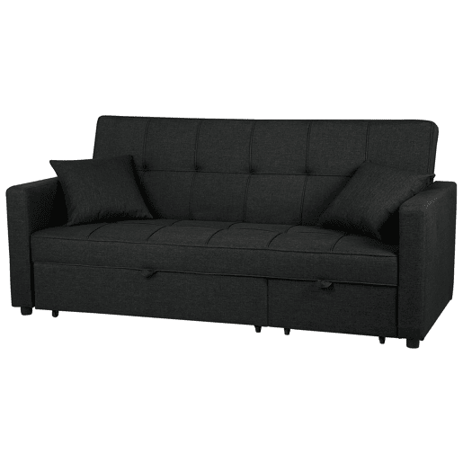 Sofá-cama GLOMMA Tecido Preto 3 lugares