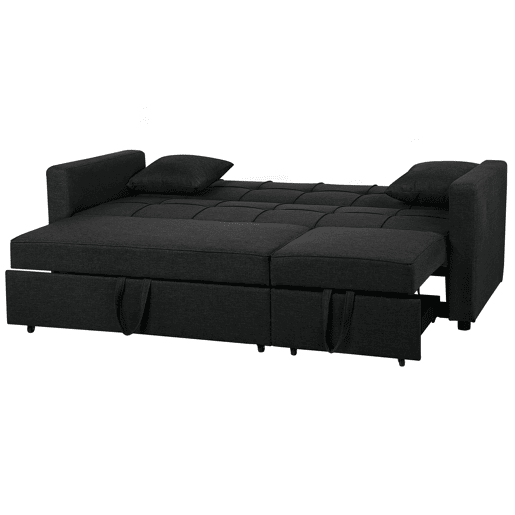 Sofá-cama GLOMMA Tecido Preto 3 lugares