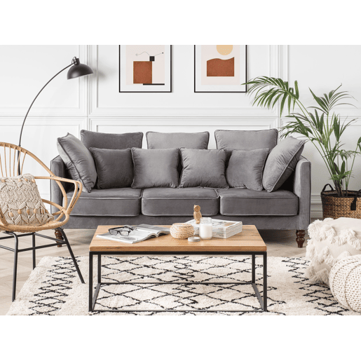 Sofá FENSTAD Veludo Cinzento 3 lugares Sofá FENSTAD Veludo Cinzento 3 lugares