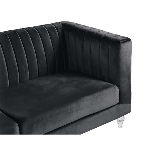 Sofá ARVIKA Veludo Preto 3 lugares