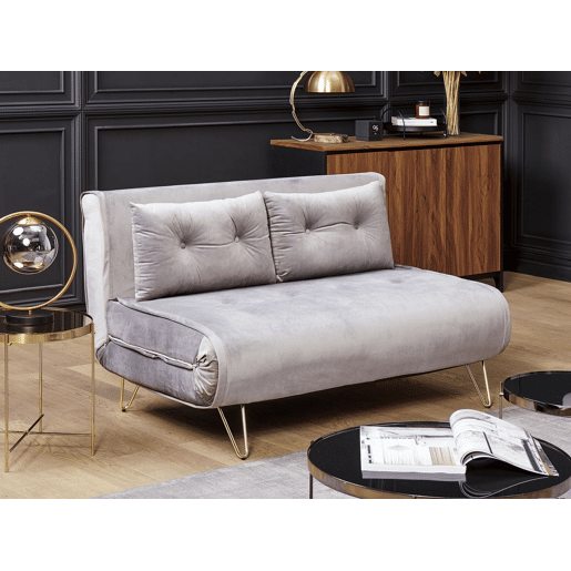 Sofá-cama VESTFOLD Veludo Cinzento 2 lugares