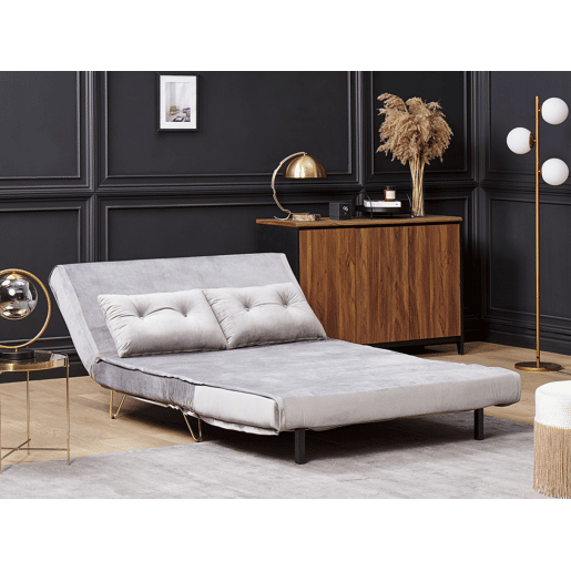 Sofá-cama VESTFOLD Veludo Cinzento 2 lugares
