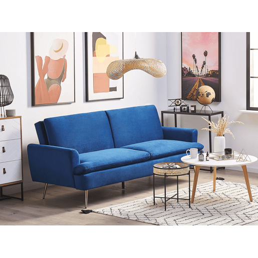 Sofá-cama VETTRE Veludo Azul marinho 3 lugares
