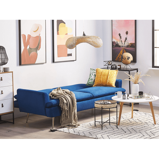Sofá-cama VETTRE Veludo Azul marinho 3 lugares