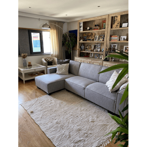 Sofá-cama de canto ROMEDAL Tecido Cinzento claro 3 lugares à direita