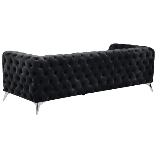 Sofá Chesterfield de 3 lugares em veludo preto SOTRA
