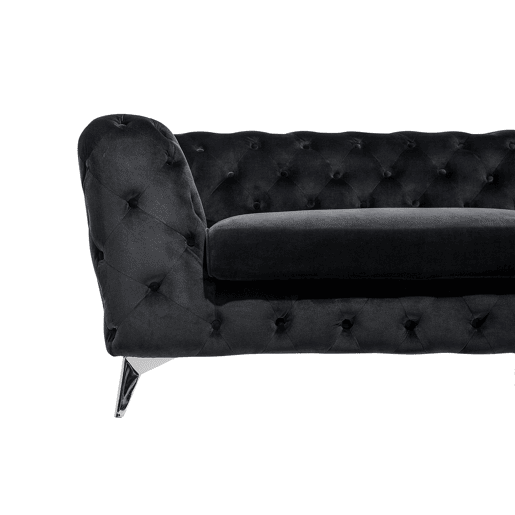 Sofá Chesterfield de 3 lugares em veludo preto SOTRA