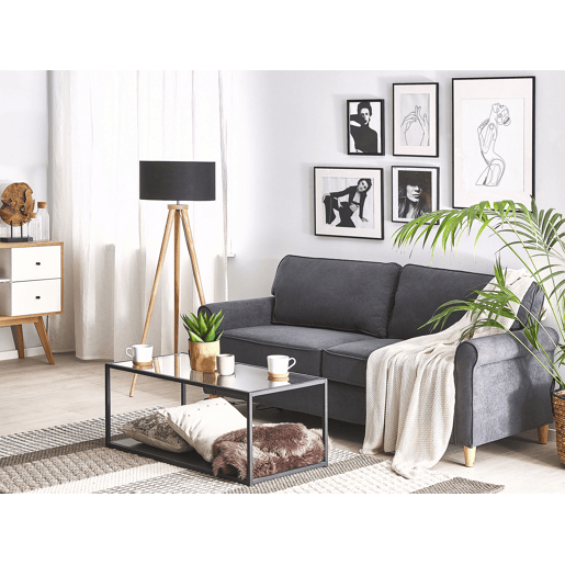 Sofá RONNEBY Veludo Cinzento escuro 3 lugares