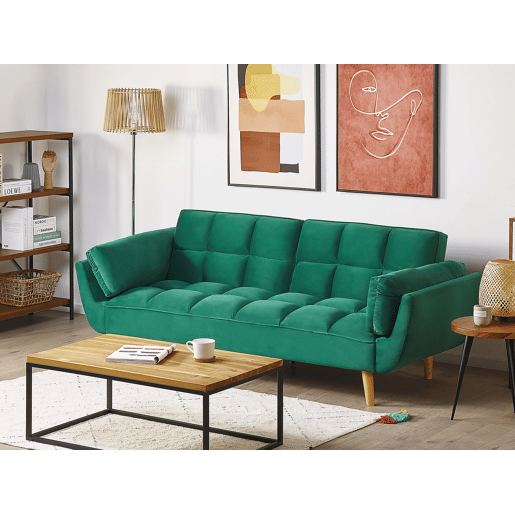 Sofá-cama ASBY Veludo Verde 3 lugares