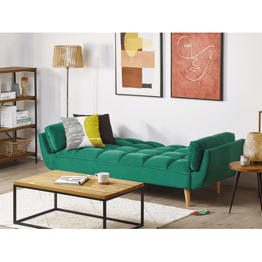 Sofá-cama ASBY Veludo Verde 3 lugares