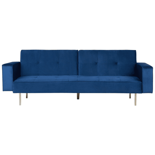 Sofá-cama VISNES Veludo Azul marinho 3 lugares
