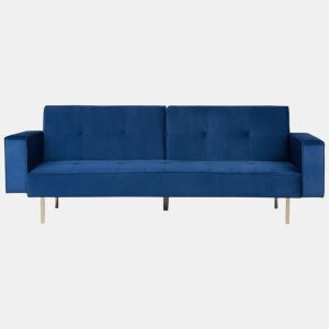 Sofá-cama VISNES Veludo Azul marinho 3 lugares