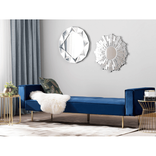 Sofá-cama VISNES Veludo Azul marinho 3 lugares