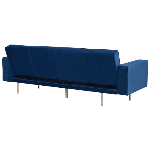 Sofá-cama VISNES Veludo Azul marinho 3 lugares