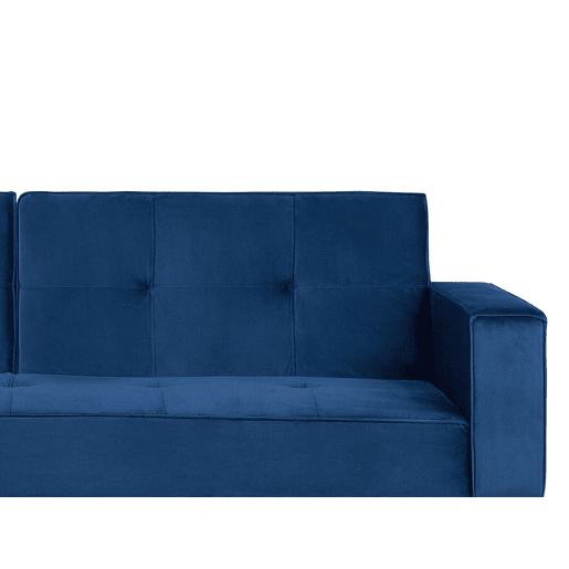 Sofá-cama VISNES Veludo Azul marinho 3 lugares