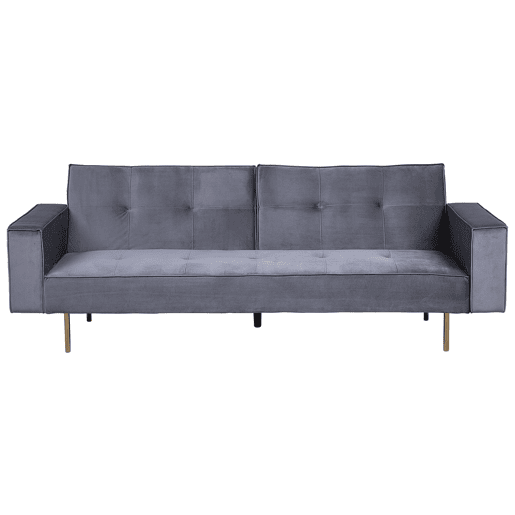 Sofá-cama VISNES Veludo Cinzento 3 lugares
