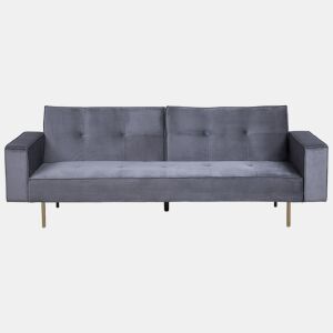 Sofá-cama VISNES Veludo Cinzento 3 lugares