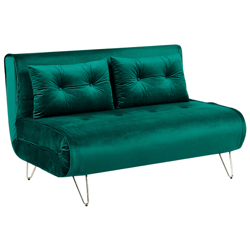 Sofá-cama VESTFOLD Veludo Verde escuro 2 lugares