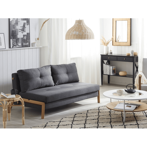 Sofá-cama EDLAND Tecido Cinzento escuro 2 lugares