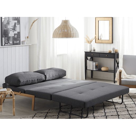 Sofá-cama EDLAND Tecido Cinzento escuro 2 lugares