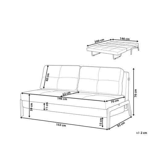 Sofá-cama EDLAND Tecido Cinzento escuro 2 lugares