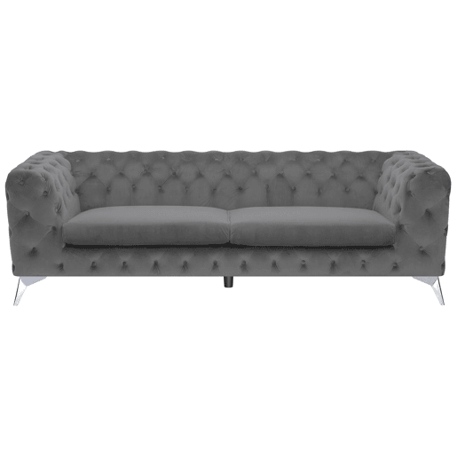Sofá Chesterfield de 3 lugares em veludo cinzento SOTRA